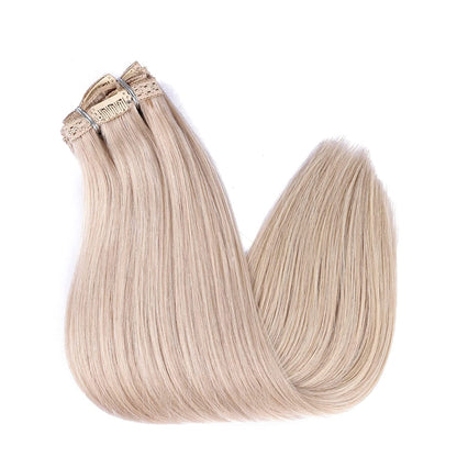 DIYOMO Bleach Blonde Clip in Hair Extensions Real Human Hair Remy Seamless Natural Straight Human Hair Clip ins Thick 120g 7pcs Clip In Hair Extensions Real Human Hair for Women,#60A