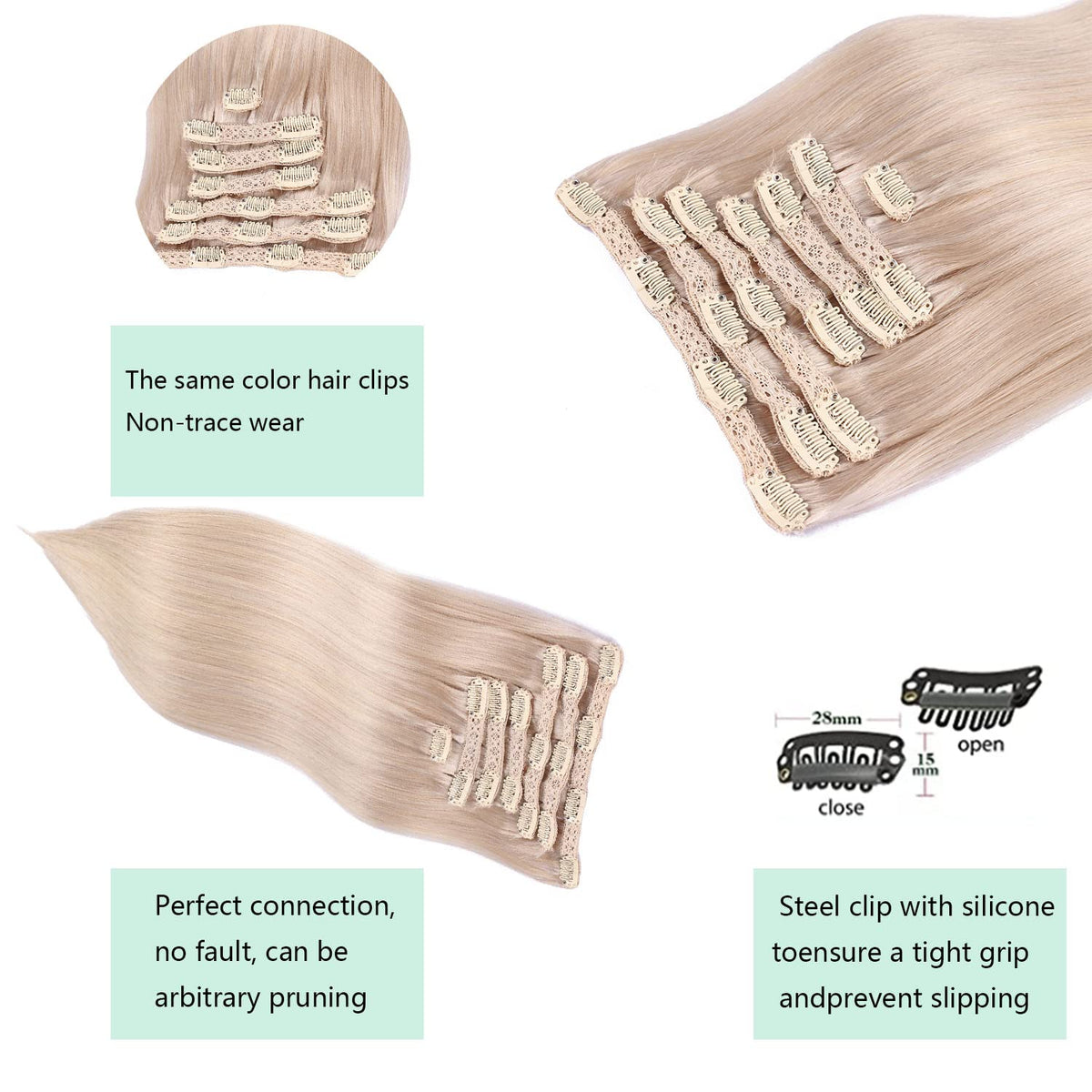 DIYOMO Bleach Blonde Clip in Hair Extensions Real Human Hair Remy Seamless Natural Straight Human Hair Clip ins Thick 120g 7pcs Clip In Hair Extensions Real Human Hair for Women,#60A