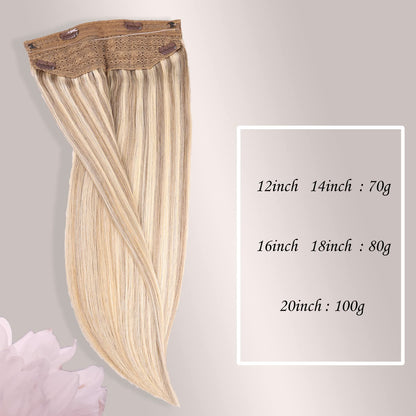 Wire Hair Extensions,DIYOMO Halo Hair Extensions Real Human Hair Hair Extensions Transparent Headband Adjustable Size Removable Secure，Hair Halo Extensions for Women,#P16/22