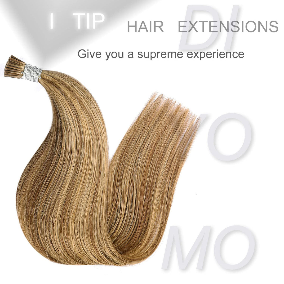 DIYOMO I Tip Hair Extensions Human Hair,Cold Fusion Soft Abnormal Hair Extensions 50 Strands Pre Keratin Bonded, Itip Human Hair Extensions,#P7B/8B
