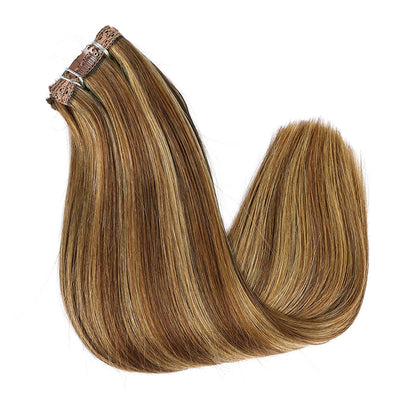 DIYOMO Chestnut Brown Auburn Brown Clip in Hair Extensions Real Human Hair Remy Seamless Straight Natural Clip ins Thick 120g 7pcs Clip on Hair Extensions Clip in Human Hair for Women,#P7B/8B