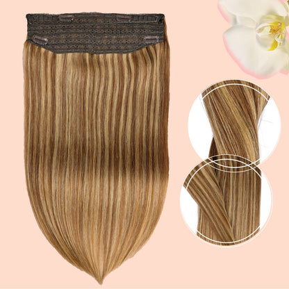 Wire Hair Extensions,DIYOMO Halo Hair Extensions Real Human Hair Hair Extensions Transparent Headband Adjustable Size Removable Secure，Hair Halo Extensions for Women,#P7B/8B