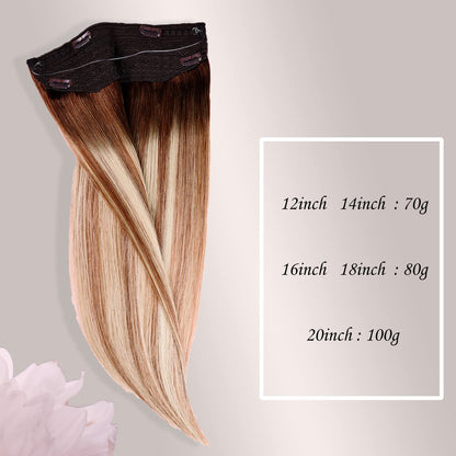 Wire Hair Extensions,DIYOMO Halo Hair Extensions Real Human Hair Hair Extensions Transparent Headband Adjustable Size Removable Secure，Hair Halo Extensions for Women,#3/8/22