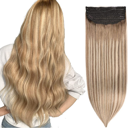 Wire Hair Extensions,DIYOMO Halo Hair Extensions Real Human Hair Hair Extensions Transparent Headband Adjustable Size Removable Secure，Hair Halo Extensions for Women,#P9/T9/613
