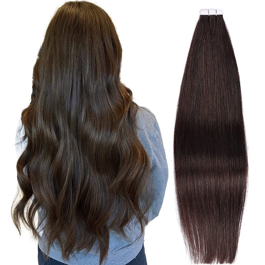 DIYOMO Invisible Tape in Hair Extensions Human Hair,#4 Auburn Medium Brown Hair Extensions Handcrafted Soft & Smooth Remy Hair Extensions for Women,2.5g/Pcs 50g/Pack